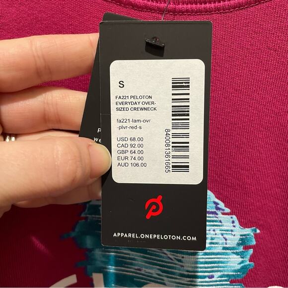 Peloton Everyday Oversized Crewneck Sweatshirt Red Pink Size Small New - Picture 9 of 10